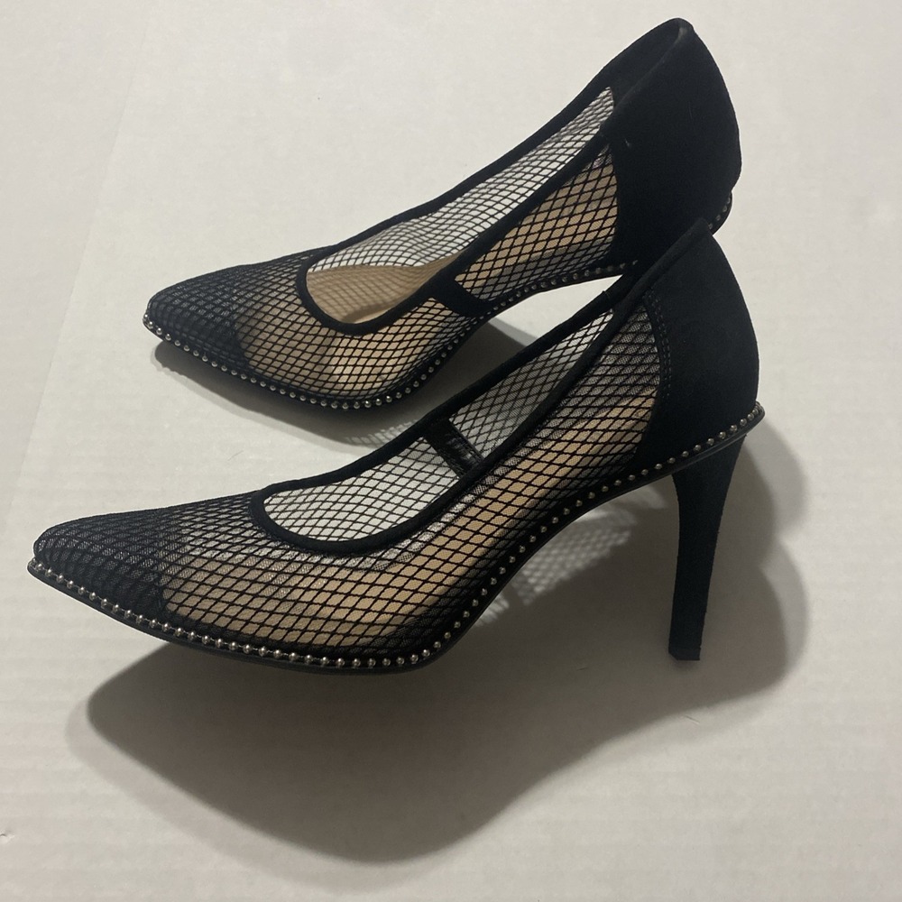 Bar III Black Mesh Pointed Toe Stiletto Pumps with Stud Detail Size 7.5M - Picture 4 of 9